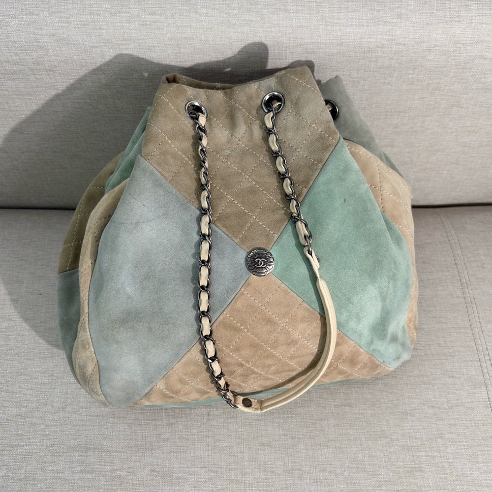 Chanel Multicolor Suede Patchwork Drawstring Hobo… - image 4